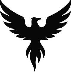 Obraz premium Silhouette phoenix bird rising with wings spread Vector Illustration