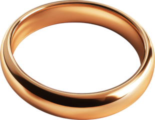 Polished Rose Gold Wedding Band Ring Isolated