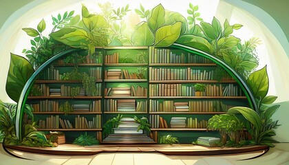 an eco friendly library with books and resources on sustainability ai generated illustration