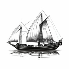 Traditional Dhows Stock Vectors and Vector Art Isolated on white background.