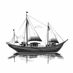 Traditional Dhows Stock Vectors and Vector Art Isolated on white background.