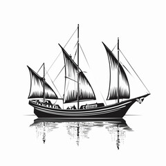 Traditional Dhows Stock Vectors and Vector Art Isolated on white background.