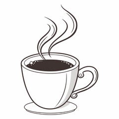 Hot espresso coffee cup icon with steam, perfect for cafe or restaurant beverage illustrations