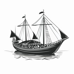 Traditional Dhows Stock Vectors and Vector Art Isolated on white background.