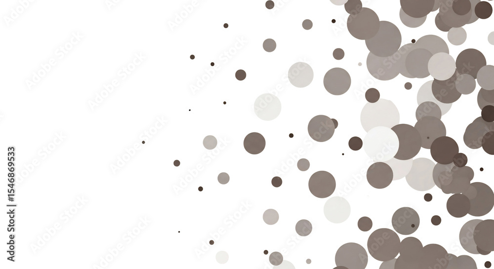 Sticker dynamic abstract background featuring an array of brown, grey, and white circles, varying in size, e