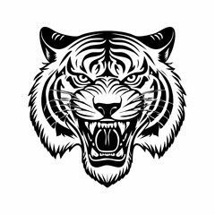 Roaring Tiger Head Image Vector. Angry Tiger Roar Head Vector Image on white background.