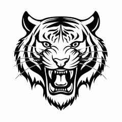 Roaring Tiger Head Image Vector. Angry Tiger Roar Head Vector Image on white background.