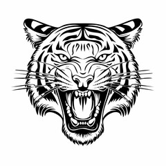 Roaring Tiger Head Image Vector. Angry Tiger Roar Head Vector Image on white background.