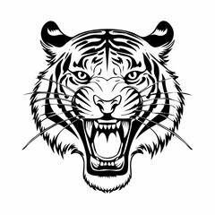 Roaring Tiger Head Image Vector. Angry Tiger Roar Head Vector Image on white background.