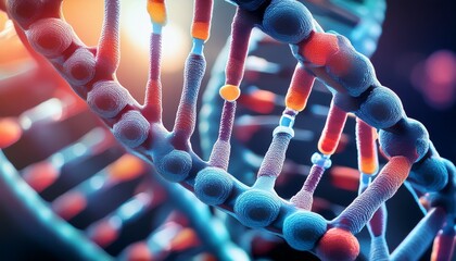 molecular structure of dna strands interweaving in a scientific representation of genetic material