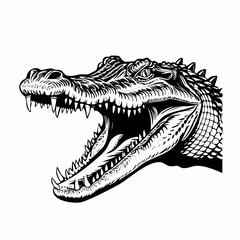Crocodile Attack Image Vector. Roaring Crocodile Head Vector Illustration.