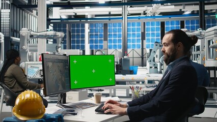 Solar panel specialist uses green screen and oversees manufacturing strategy, combining industrial...