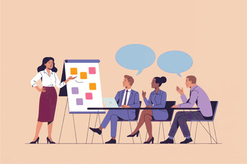 Business meeting presentation flat vector illustration isolated on transparent background