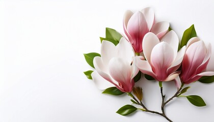 Fototapeta premium stunning blooming magnolia flower bouquet isolated on white background