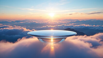Ethereal Sunset A Glass Platform Above the Clouds