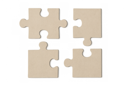 Puzzle pieces partially disconnected, symbolizing collaborative problem-solving strategies against transparent surface - Powered by Adobe