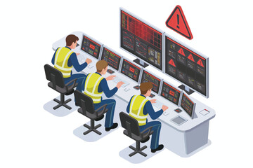 Isometric smart city infrastructure illustration isolated on transparent background