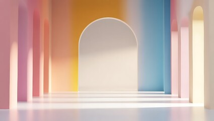 Pastel Archways A Dreamlike Architectural 3D Render