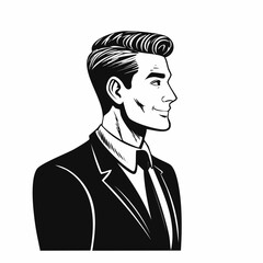 Handsome businessman looking out Image vector isolated on white background.