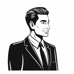 Handsome businessman looking out Image vector isolated on white background.