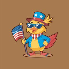 Adorable USA duck cartoon vector art File