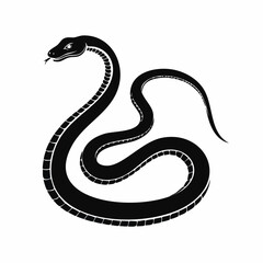 Black Mamba Snake Silhouette Image Vector Illustration on white background
