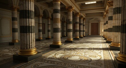 Obraz premium Grand hall with striped columns