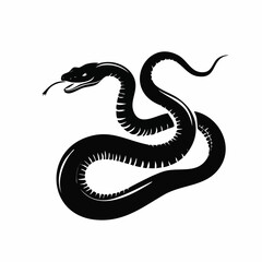 Black Mamba Snake Silhouette Image Vector Illustration on white background