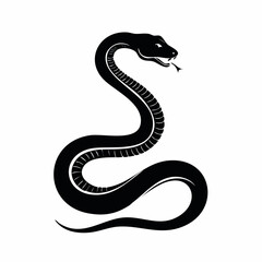 Black Mamba Snake Silhouette Image Vector Illustration on white background
