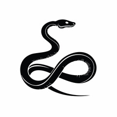 Black Mamba Snake Silhouette Image Vector Illustration on white background