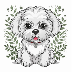 Cute white Maltese puppy image vector on white background