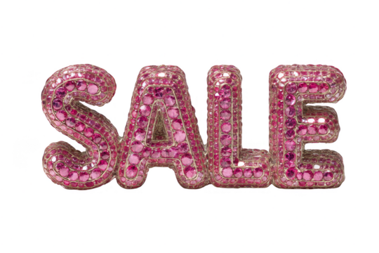 Sparkling Pink Gemstone Sale Sign Luxury Retail Promotion, transparent background