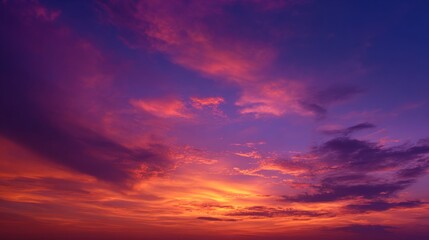 Obraz premium Vibrant sunset gradient from orange to purple, serene and abstract. Nature's breathtaking color symphony. 