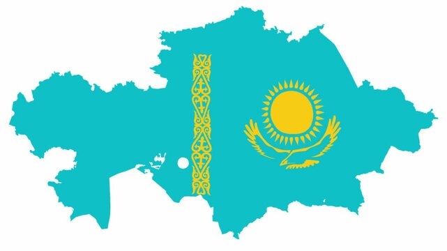 Kazakhstan Flag Map Animation Background 