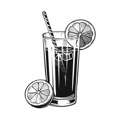 Glass of Ice Tea with Lemon Image vector isolated on White Background.