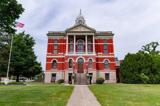 Eaton County Courthouse in Charlotte Michigan with Blue Skies and Clouds