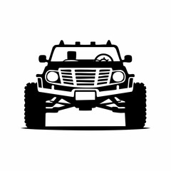 Offroad 4x4 car silhouette Vector Image isolated on white background.