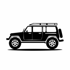 Offroad 4x4 car silhouette Vector Image isolated on white background.