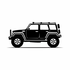 Offroad 4x4 car silhouette Vector Image isolated on white background.