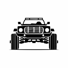 Offroad 4x4 car silhouette Vector Image isolated on white background.