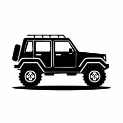Offroad 4x4 car silhouette Vector Image isolated on white background.