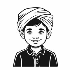 Boy Wearing Turban image vector isolated on white background.