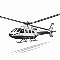 Passenger helicopter flying through the sky Image vector isolated on white background.