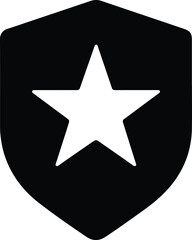 Silhouette shield with white star symbol security emblem Vector Illustration