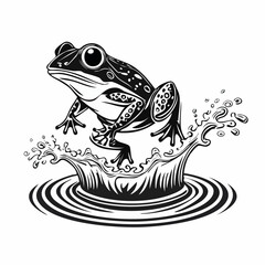 Frog Jumping Out Of Water Image Vector isolated on white background.