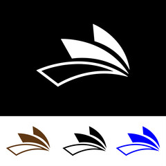 Abstract curved shapes in white black brown and blue color variations on white background
