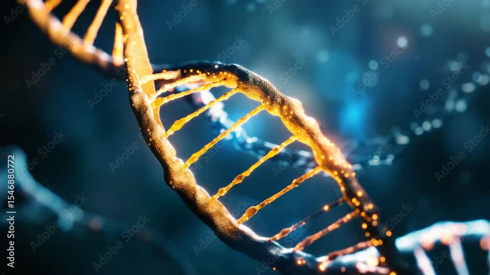 Aufkleber Exploring the intricate structure of DNA with vibrant colors and glowing particles in a stunning 4k presentation