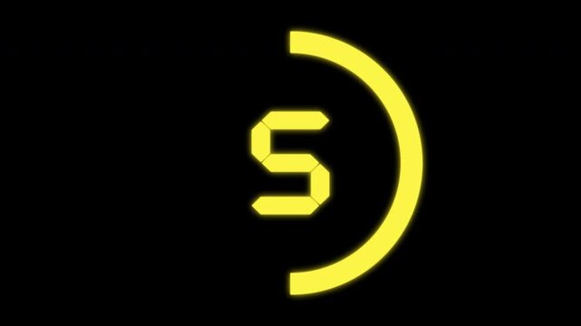 10 second countdown neon animation. yellow glowing number and circle show on black background. 4k video - Powered by Adobe