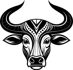 Ornate bull head tribal tattoo design