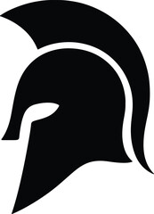 Silhouette Spartan helmet warrior head shield ancient Vector Illustration
